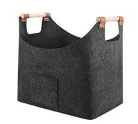 Cesta Para Leña, Cestas Para Troncos, Bolsa De Para Transporte De Troncos, Cestas De Madera Para Almacenamiento En Interiores Para, Bolsa De Fieltro Multiusos Con Bolsillos Laterales Para