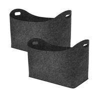 Cesta para leña de fieltro, juego de 2 cestas de almacenamiento de madera - Cesta de almacenamiento plegable de madera, bolsa para leña con asa para el transporte para leña