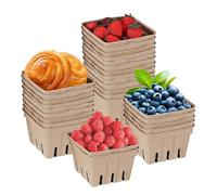Cesta para mercados de frutas, bandeja de fibra, soporte apilable para productos | cartón natural Berry Carton, 30 contenedores de frutas reciclables, ecológica para, alimentos, stand