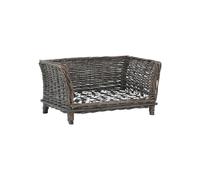 Cesta para perros con cojín gris 50 x 33 x 30 cm mimbre natural 02_0001628