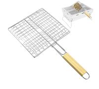 Cesta para pescados genérica - Parrilla de pescado, Cocinar para camarones, Herramienta de barbacoa de agarre cómodo con mango de madera | Accesorios de camarón para alambre resistente a altas