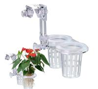 Cesta para plantas de acuario, soporte para plantas de acuario con agujero, decoración de pecera, tazas dobles hidropónicas ajustables, accesorios acuáticos para cultivo