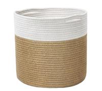 Cesta para plantas, macetas tejidas con cuerda de algodón, cesta rústica redonda de 10x10 con asa, organizador de almacenamiento tejido, decoración rústica del hogar para jardinería, lavandería