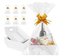 Cesta Para Regalo Vacía de Cartón Grande 6 Unidades Empty Gift Basket Para Envolver Regalos Personalizados Cumpleaños Navidad día de San Valentín Color Blanco Pascua y Otras Celebraciones (Blanco)