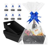 Cesta Para Regalo Vacía de Cartón Grande 6 Unidades Empty Gift Basket Para Envolver Regalos Personalizados Cumpleaños Navidad día de San Valentín Color Blanco Pascua y Otras Celebraciones (Negro)
