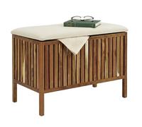 Cesta para ropa Relaxdays con asiento y almacenaje, marrón/blanco