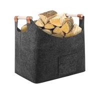 Cesta Para Troncos - Cesta Para Troncos Plegable | Cestas De Fieltro XL Asas De Madera Fuertes | Bolsa De Transporte Para Leña, Periódicos, Juguetes O Mantas | Diseño Elegante Y Práctico