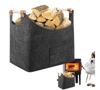 Cesta Para Troncos - Cesta Para Troncos Plegable | Cestas De Fieltro XL Asas De Madera Fuertes | Bolsa De Transporte Para Leña, Periódicos, Juguetes O Mantas | Diseño Elegante Y Práctico
