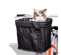 Cesta Perro Bicicleta, Plegable, Desmontable, Fácil de Instalar, Portador de Mascotas con Marco de Aleación de Aluminio, para Mascotas, Compras, Viajeros, Camping y Al Aire Libre(Color:Black)