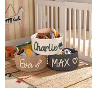 Cesta personalizada, canasta de juguetes personalizada para mascotas con nombre bordado, organizador de juguetes de cuerda de algodón para aperitivos, regalo de cachorro y gatito, suministros para