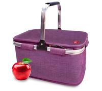 IRIS BARCELONA - Cesta Picnic Plegable, Termoinsulada y a Prueba de Fugas 43 x 24 x 28 cm 20 l Morado Jaspeado