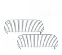 Cesta plegable de acero inoxidable - Parrilla de cocción de doble capa para camping, jardín, barbacoa, malla portátil para filete de camarón, color plateado (paquete de 2)