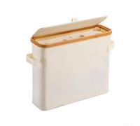 Cesta plegable de almacenamiento de papel higiénico con tapa y asa para 12 rollos de tela Oxford y marco de madera, organizador de baño con ventana lateral (beige)