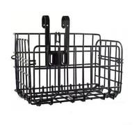 Cesta plegable para bicicleta con gancho para manillar delantero y asiento trasero, cesta de bicicleta de hierro compatible con bicicletas de montaña (negro grueso)