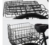 Cesta plegable para bicicleta, de alambre de acero delantero/trasero, con acabado de pintura para hornear, color negro, 37 x 20 x 27 cm