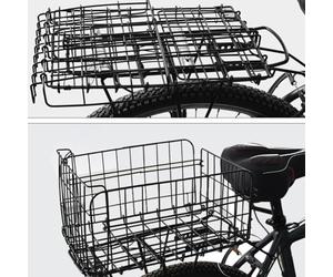 Cesta plegable para bicicleta, de alambre de acero delantero/trasero, con acabado de pintura para hornear, color negro, 37 x 20 x 27 cm