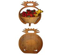 Cesta Plegable Piña Bambú,Hermosa 30 X 30cm de Madera Bambú Cuenco Redondo 3D Frutero Frutas Decoración Cajón Verduras Plato Fruta,Ideal También como Platillo para Ollas,Sartenes Etc. por la Técnica