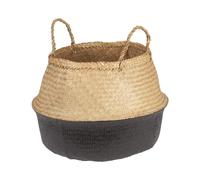 Cesta plegable tejida a mano Bloomingville de algas marinas con asas, color natural y negro