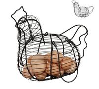 Cesta Porta Huevos, Multifuncional Y Práctica Huevera Alambre, Cesta Para Huevos Gallina Alambre, Cesta De Almacenamiento De Huevos, Huevera Gallina Metal Para Guardar Alimentos Y Huevos (negro)