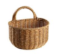 Cesta portátil tejida a mano de imitación de vid, cesta de mimbre mediana con asa, para decoración del hogar, arreglos florales de boda (L)