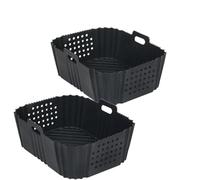 Cesta Rectangular De Silicona For Freidora De Aire, Compatible Con Foodi, Compatible Con Ninja, SL400UK, Revestimientos Antiadherentes For Freidora De Aire De Doble Zona(2 pcs black)