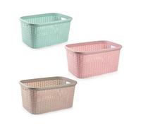 Cesta rectangular estilo colada 35 litros - 53,5x36x26,5 cm, plástico resistente al agua, asas laterales - Plastic Forte