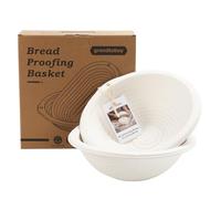 Cesta redonda de masa madre Banneton de 2 x 10 pulgadas para hornear pan, cesta de prueba de pan con forro de lino para pan artesanal profesional y casero