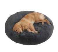 Cesta redonda para perros, cojín para perros, lavable, cama para perro, suave, alfombra antiestrés, para gatos y perros (gris oscuro, XLL:100 cm)
