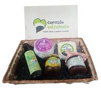 Cesta Regalo Gourmet Sin Lactosa Queso Semicurado y Natural de Cabra Aceite de Oliva Virgen Extra Miel Pura y Mermelada de Cereza Lote Artesano para Empresas Navidad Detalle Premium CORAZON EXTREMEÑO