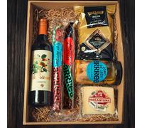 Cesta regalo Made in La Mancha, Lomo de Orza, Embutidos Artesanos, Queso Manchego D.O., Vermouth 5 Tentaciones (Morcilla achorizada)