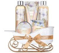 Cesta Regalo Mujer, Body & Earth Set de Regalo Mujer con Bañera en Forma de Trineo 6 Piezas Fragancia Jazmín y Miel Contiene Gel de Ducha, Baño de Burbujas, Loción Corporal Regalos Mujer para Navidad