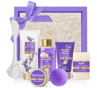 Cesta Regalo Spa de 8 Piezas para Mujer, Lavanda Set de Baño y Cuerpo para Ella, Esposa, Novia, Mamá, Cesta de Autocuidado con Brocha para Mascarilla Facial, Regalos de Cumpleaños y Navidad para Mujer