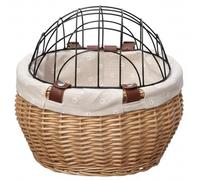 Cesta Segura para Bicicleta para Perros con Cubierta, transportador de Mascotas de ratán de 12x10x8 Pulgadas para Perros y Gatos pequeños, Cesta de Almacenamiento para Bicicletas, Viaje Seguro p