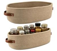 Cesta Tejida,2 Piezas De Cuerda Algodón Grandes Con Asas - Cesta Organizador Decorativo De Almacenamiento,para Hogar Ducha Dormitorio Cocina Estantes Juguetes Aperitivos Pañales Toallas