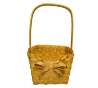 Cesta tejida con asa, cesta de flores de mimbre | Cesta de flores de tejido a mano con asa,CHIPS DE MADERA PORTÁTIL ORNIFICACIÓN RÚSTICA CONTENIDO DE Almacenamiento en el hogar para maria