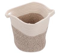 Cesta Tejida de Algodón 20x20x20 CM Asas plegable | Estilo Rústico, Superficie Texturizada, para Baño, Acabado Hecho a Mano, Plantas y Orden Diario