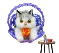 Cesta tejida de Gatito de Gato Esponjoso - Cesta de Juguete de Gato, Cesta de Gato de Peluche de Gato realista, Hermosa Peluche de Gato de Peluche de Simulación | Toys Cesta para ch