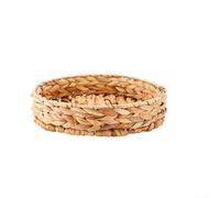 Cesta tejida de hierba de jacinto de agua para usos múltiples, incluyendo almacenamiento de libros, clasificación de revistas, organización cosmética y más (bandeja redonda de frutas)