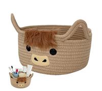Cesta tejida, divertida cuerda de algodón de animales, cesta de , decoración de habitación de niños, para dormitorio, sala de estar, guardería, sala de juegos, casa de campo, manta de aperitivos