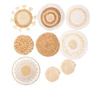 Cesta tejida para decoración de pared, mantel individual rústico de bohemio tejido a mano, 9 piezas para guardería, oficina, hogar, dormitorio, cocina, dormitorio, apartamento