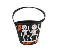 Cesta terrorífica con Esqueletos Decorativos en Color Negro para Halloween