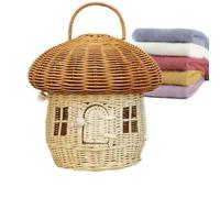 Cesta trenzada | Contenedor De Setas De Rattan - Organizador De Trenzado A Mano Encantador Contenedor Para Objetos De Escena De Picnic, Decoración Fotográfica Y Escenas De Casas