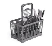 Cesta universal cubiertos para lavavajillas, Cesta cubiertos lavaplatos, Cesto lavavajilla universal, 24.1 x 13.4 cm, Asa desmontable, Compatible con Bosch Siemens Neff, AEG Gorenje Privileg