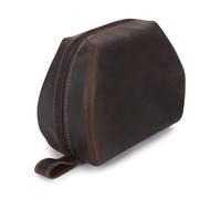 CestAntiQ, Bolsa organizadora de maquillaje de viaje de cuero para mujer, estuche de maquillaje con soportes para brochas, organizador de encimera, pequeña bolsa de maquillaje, almacenamiento de