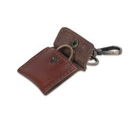 CestAntiQ Llavero de cuero de grano completo hecho a mano para anillos de boda y organizador de joyas, Vino, 2.3 X 2.3 X 0.4