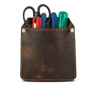 CestAntiQ Protector de bolsillo de cuero genuino para hombres, pantalones vaqueros, camisas de bolsillo para herramientas, bolígrafos, bolsa de herramientas de bolsillo duradera, color marrón