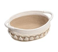Cestas Almacenaje Tejidas con Cuerda de Algodón Juego, Cestas Almacenaje Bebe, Cesta de almacenamiento de algodón, Ovaladas Organizadoras para Salones, Armarios, Juguetes y Baño - 9.5" (blanco)