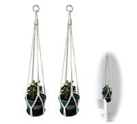 Cestas Colgantes Bohemias para Decoración de Hogar, Set de 2, Hechas a Mano con Cuerda de Algodón, para Plantas y Macetas, Decoración de Interior y Exterior para Sala, Balcón y Techo