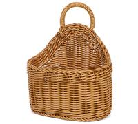 Cestas colgantes con mango, cesta de almacenamiento colgante Bolsa colgante Cestas de pared de mimbre tejida tejida, cestas de mimbre colgantes pequeñas, cesta de pared colgante ovalada para organiza