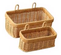 Cestas colgantes de pared tejidas de 2 piezas de granja, almacenamiento colgante lavable pequeño y para cocina, jardín, decoración de sala de estar y tocador